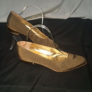 Pancaldi 1888 Khaki Linen Slip on low heel Made i